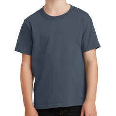 Youth Core Cotton Tee - Steel Blue