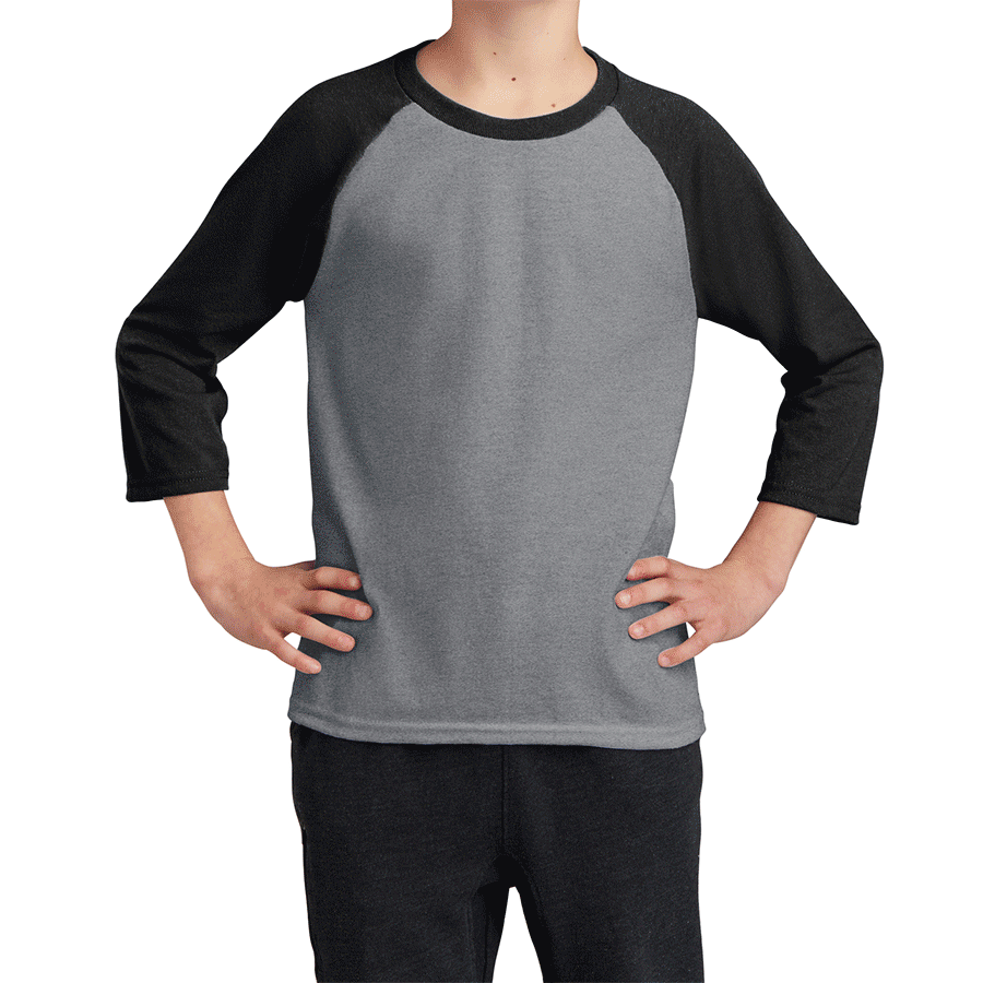Athletic Works Youth 3/4 Sleeve Raglan Baseball Tee, Red, Size Large