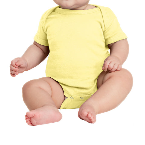 Infant Short Sleeve Baby Rib Bodysuit - Banana