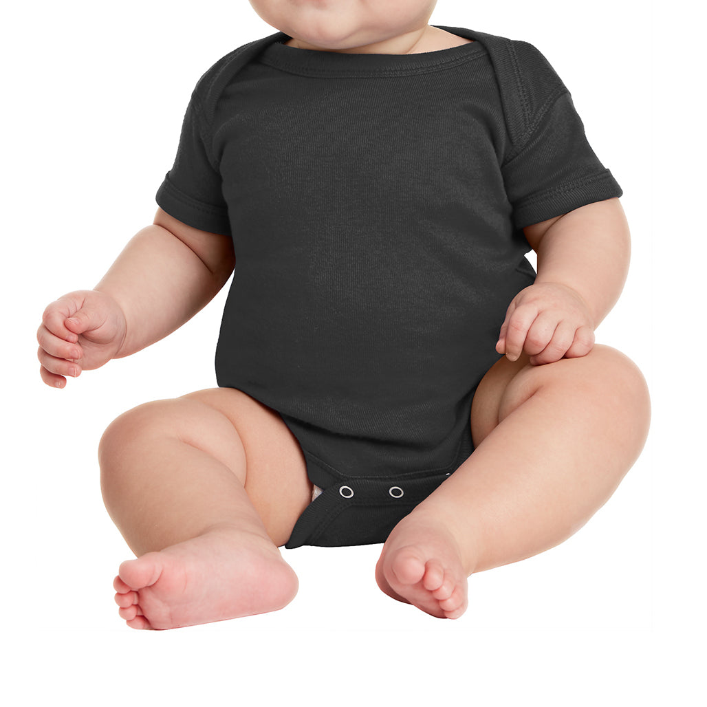 Infant Short Sleeve Baby Rib Bodysuit - Black