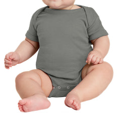 Infant Short Sleeve Baby Rib Bodysuit - Charcoal