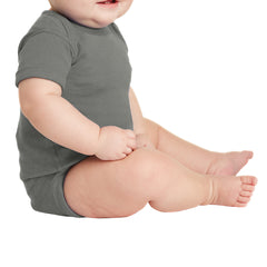 Infant Short Sleeve Baby Rib Bodysuit - Charcoal