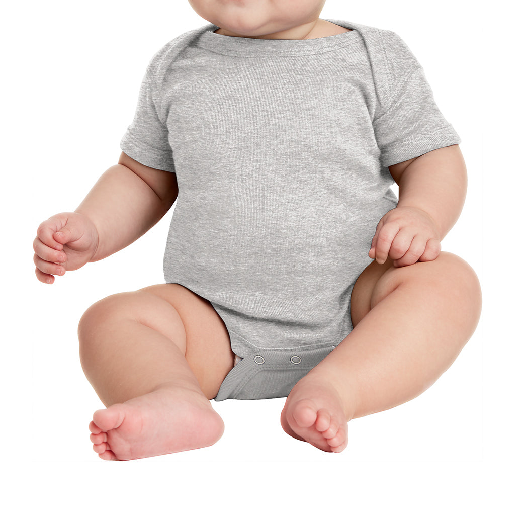 Infant Short Sleeve Baby Rib Bodysuit - Heather