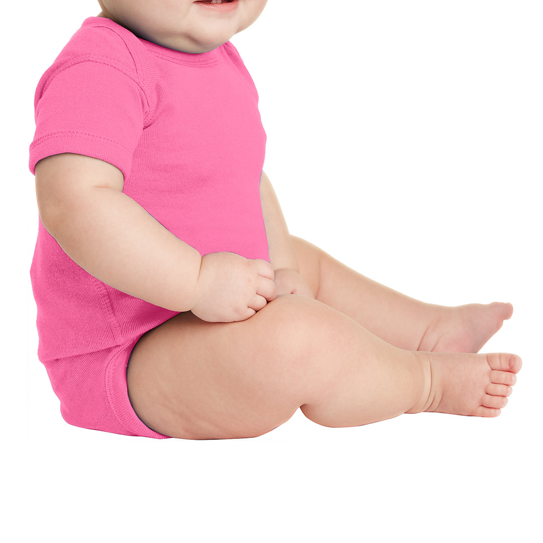Infant Short Sleeve Baby Rib Bodysuit - Hot Pink