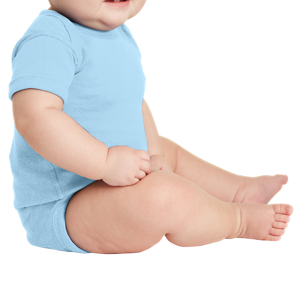Infant Short Sleeve Baby Rib Bodysuit - Light Blue