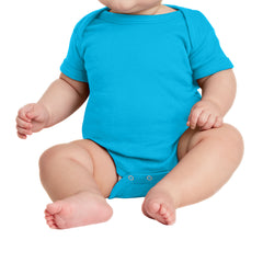 Infant Short Sleeve Baby Rib Bodysuit - Turquoise
