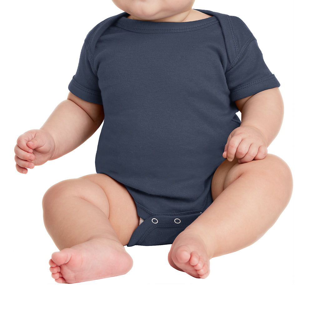 Infant Short Sleeve Baby Rib Bodysuit - Navy