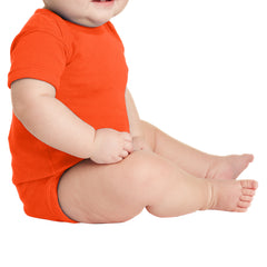 Infant Short Sleeve Baby Rib Bodysuit - Orange