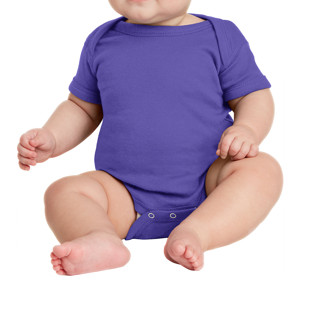 Infant Short Sleeve Baby Rib Bodysuit - Purple