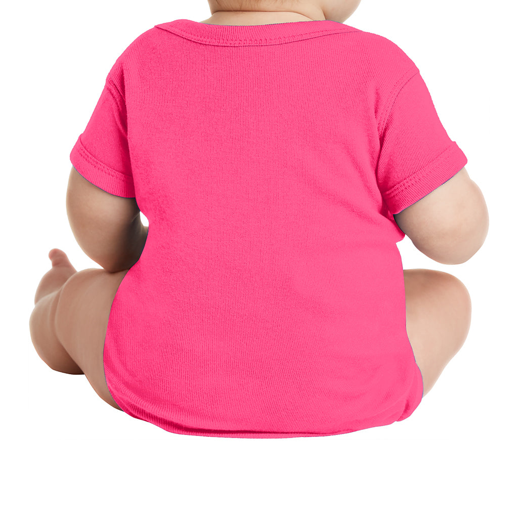 Infant Short Sleeve Baby Rib Bodysuit - Raspberry