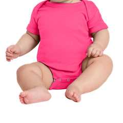 Infant Short Sleeve Baby Rib Bodysuit - Raspberry