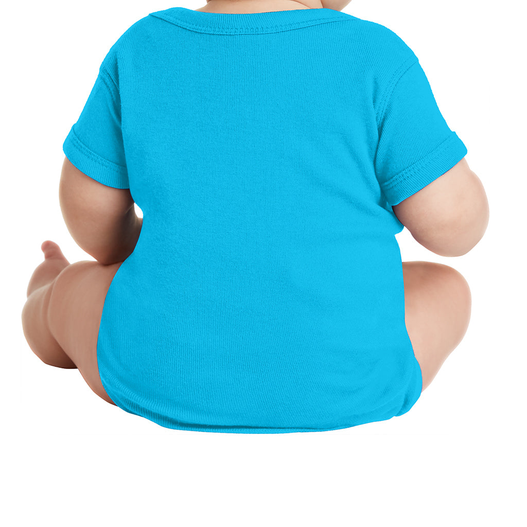 Infant Short Sleeve Baby Rib Bodysuit - Turquoise