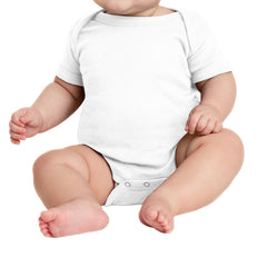 Infant Short Sleeve Baby Rib Bodysuit - White