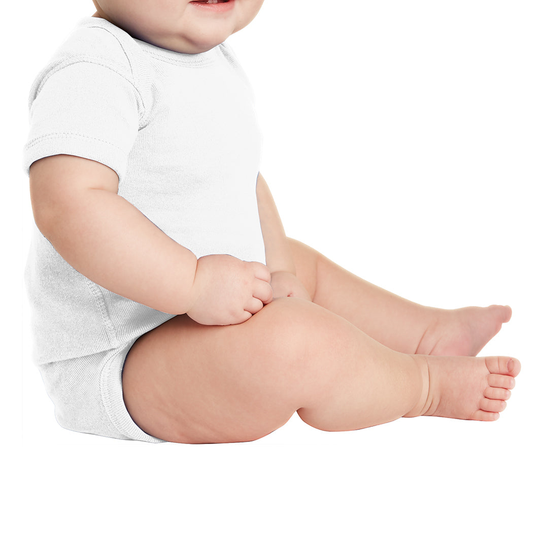 Infant Short Sleeve Baby Rib Bodysuit - White