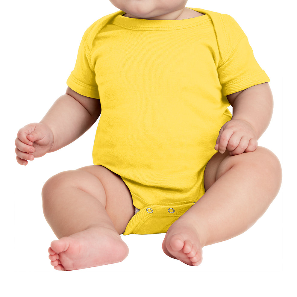 Infant Short Sleeve Baby Rib Bodysuit - Yellow