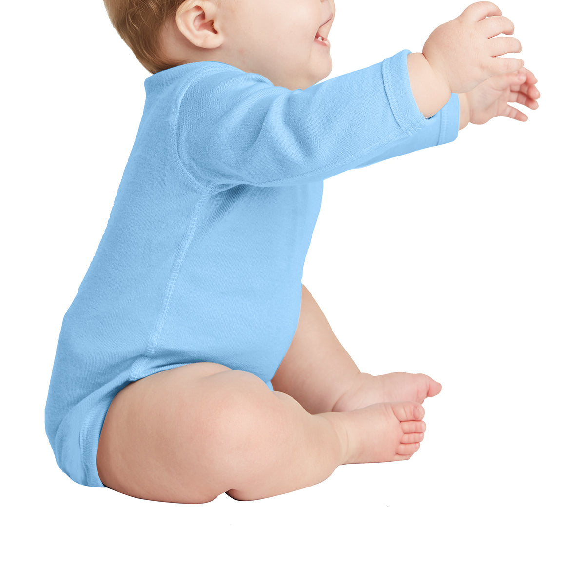 Infant Long Sleeve Baby Rib Bodysuit - Light Blue