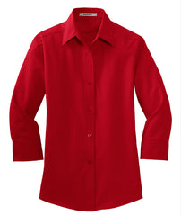 Mafoose Women's 3/4-Sleeve Traditional Easy Care Shirt Red-Front