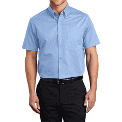 Men's Short Sleeve Wrinkle Resistance Easy Care Button Down Collar Shirt