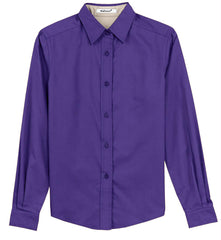 Mafoose Women's Long Sleeve Easy Care Shirt Purple/Light Stone-Front