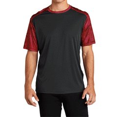 Men's Camo Hex Colorblock Moisture Wicking Athletic Training Running Short Sleeve T Shirt