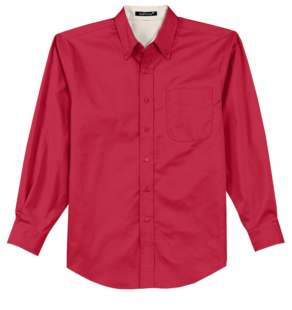 Mafoose Men's Tall Long Sleeve Easy Care Shirt Red/ Light Stone-Front