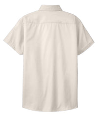Mafoose Women's Comfortable Short Sleeve Easy Care Shirt Light Stone/Classic Navy-Back