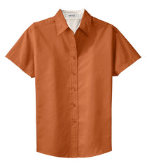 Mafoose Women's Comfortable Short Sleeve Easy Care Shirt Texas Orange/Light Stone-Front