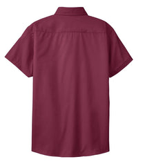Mafoose Women's Comfortable Short Sleeve Easy Care Shirt Burgundy/Light Stone-Back