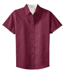 Mafoose Women's Comfortable Short Sleeve Easy Care Shirt Burgundy/Light Stone-Front