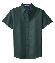 Mafoose Women's Comfortable Short Sleeve Easy Care Shirt Dark Green/Navy-Front
