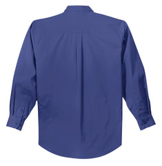 Mafoose Men's Tall Long Sleeve Easy Care Shirt Mediterranean Blue-Back
