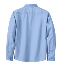 Mafoose Women's Long Sleeve Easy Care Shirt Light Blue/Light Stone-Back