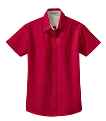 Mafoose Women's Comfortable Short Sleeve Easy Care Shirt Red/Light Stone-Front