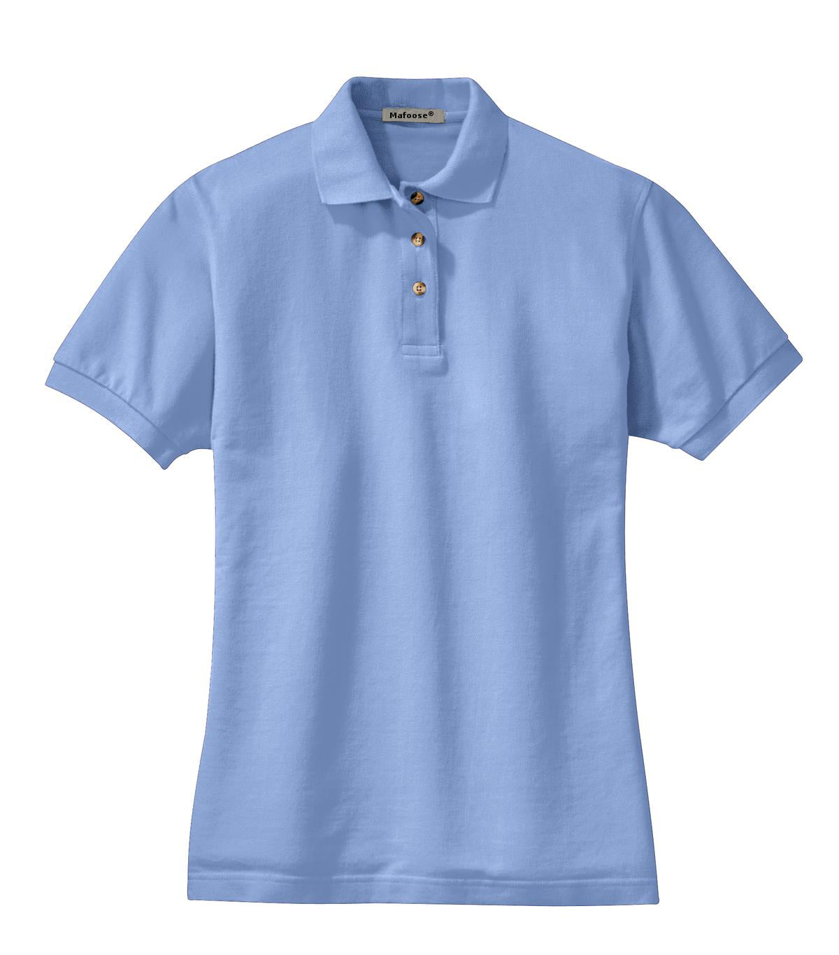 Mafoose Women's Heavyweight Cotton Pique Polo Shirt Light Blue-Front