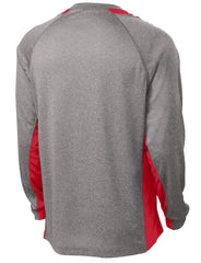 Mafoose Men's Long Sleeve Heather Colorblock Contender Tee Shirt Vintage Heather/ True Red-Back