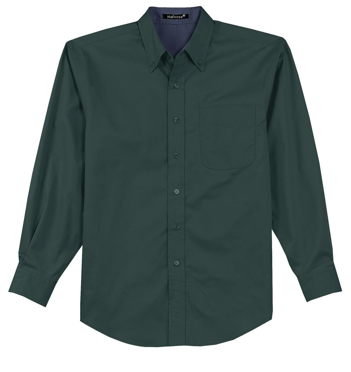 Mafoose Men's Tall Long Sleeve Easy Care Shirt Dark Green/ Navy-Front