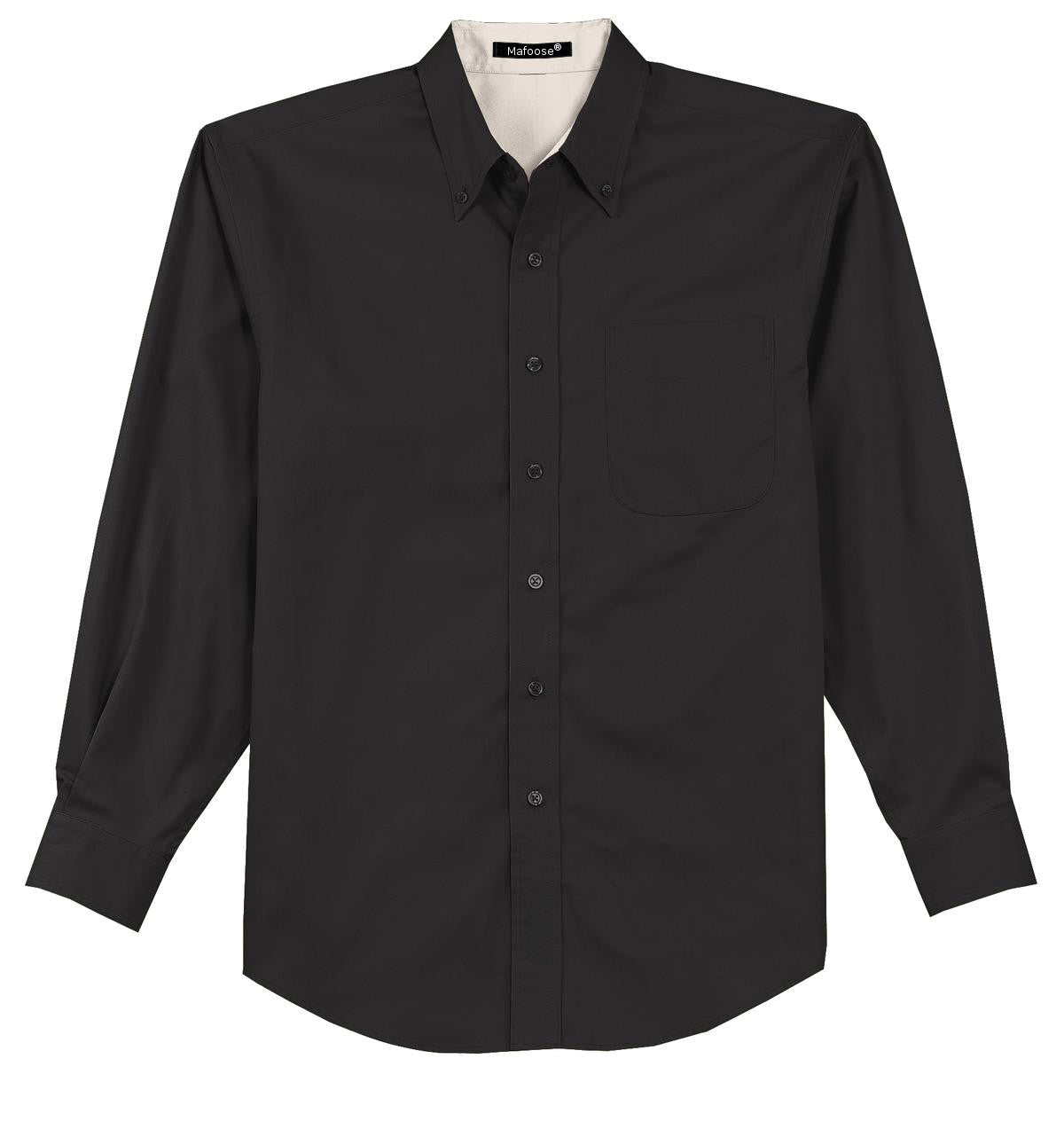 Mafoose Men's Tall Long Sleeve Easy Care Shirt Black/ Light Stone-Front