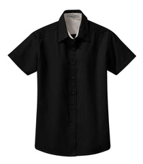 Mafoose Women's Comfortable Short Sleeve Easy Care Shirt Black/Light Stone-Front
