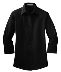 Mafoose Women's 3/4-Sleeve Traditional Easy Care Shirt Black-Front