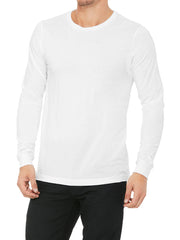 Mens Casual Long Sleeve Jersey Ribbed Cuffs Tee