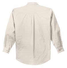 Mafoose Men's Tall Long Sleeve Easy Care Shirt Light Stone/ Classic Navy-Back