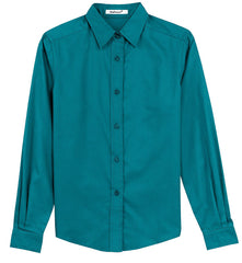 Mafoose Women's Long Sleeve Easy Care Shirt Teal Green-Front